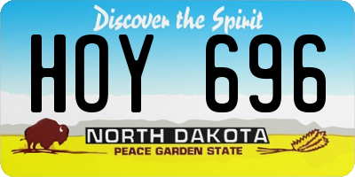 ND license plate HOY696