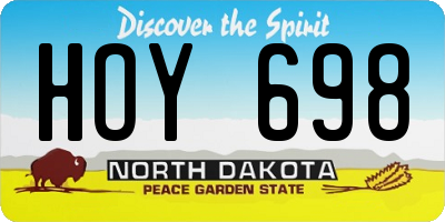 ND license plate HOY698