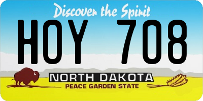 ND license plate HOY708