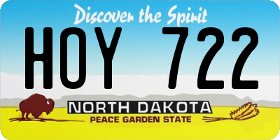 ND license plate HOY722