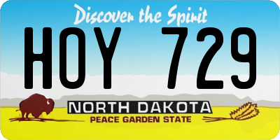 ND license plate HOY729