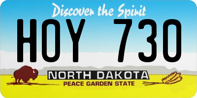 ND license plate HOY730