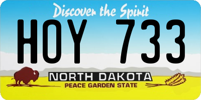 ND license plate HOY733