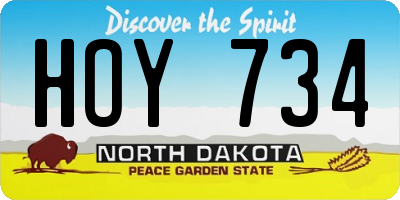 ND license plate HOY734