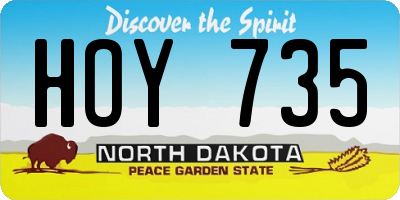 ND license plate HOY735