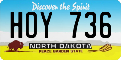 ND license plate HOY736