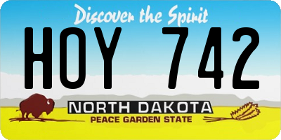 ND license plate HOY742