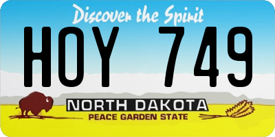 ND license plate HOY749