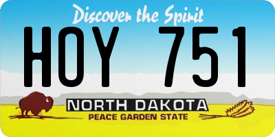 ND license plate HOY751