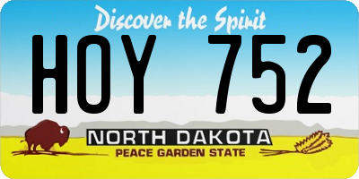 ND license plate HOY752