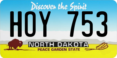 ND license plate HOY753