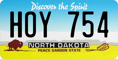 ND license plate HOY754
