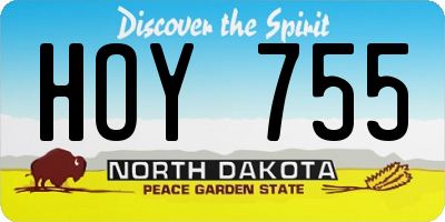 ND license plate HOY755