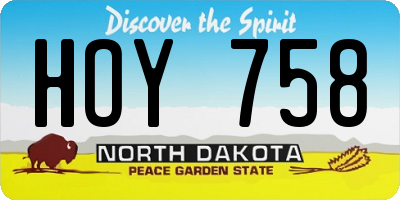 ND license plate HOY758