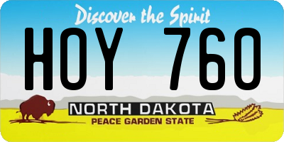 ND license plate HOY760