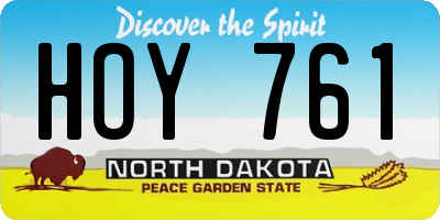 ND license plate HOY761
