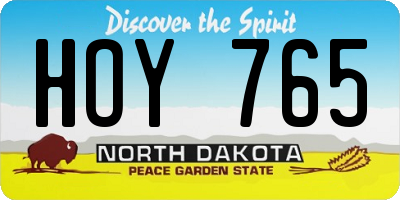 ND license plate HOY765