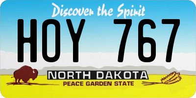 ND license plate HOY767