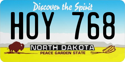 ND license plate HOY768