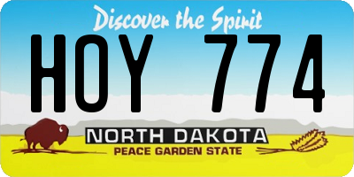 ND license plate HOY774