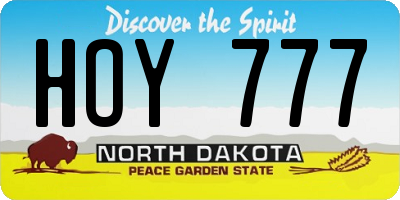 ND license plate HOY777
