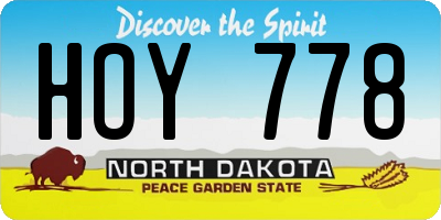 ND license plate HOY778