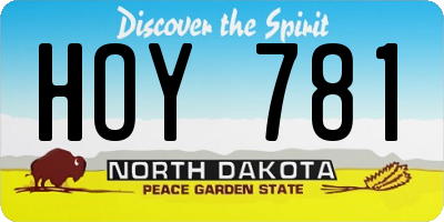 ND license plate HOY781