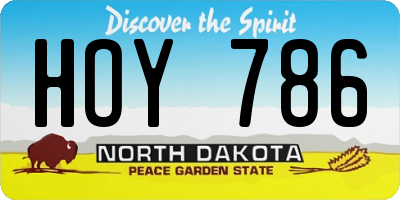 ND license plate HOY786