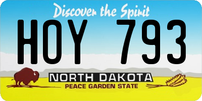 ND license plate HOY793