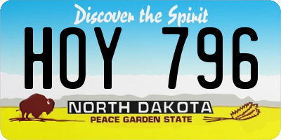 ND license plate HOY796