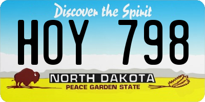 ND license plate HOY798