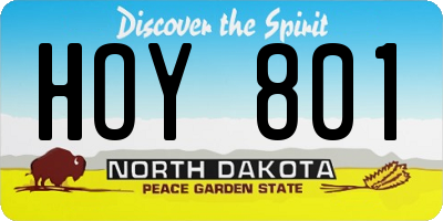 ND license plate HOY801