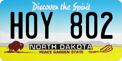 ND license plate HOY802