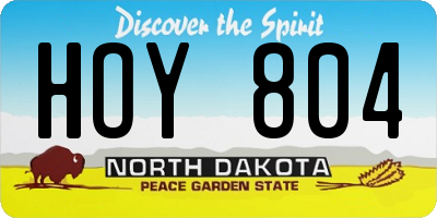 ND license plate HOY804
