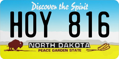 ND license plate HOY816