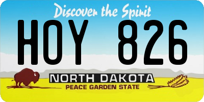 ND license plate HOY826
