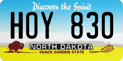 ND license plate HOY830