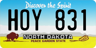 ND license plate HOY831
