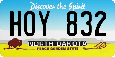 ND license plate HOY832
