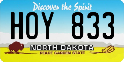 ND license plate HOY833