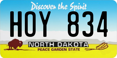 ND license plate HOY834