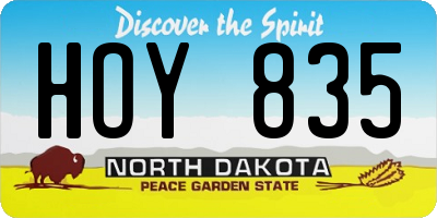 ND license plate HOY835
