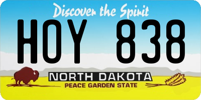 ND license plate HOY838