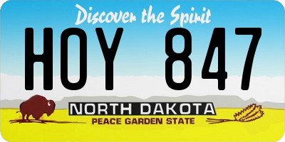 ND license plate HOY847