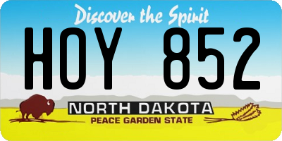 ND license plate HOY852