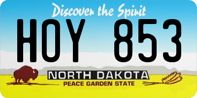ND license plate HOY853