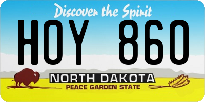 ND license plate HOY860