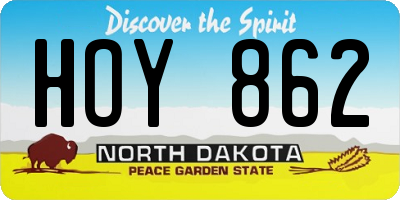 ND license plate HOY862
