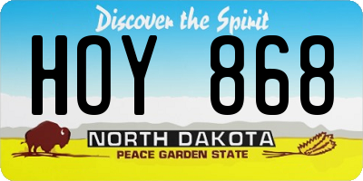 ND license plate HOY868