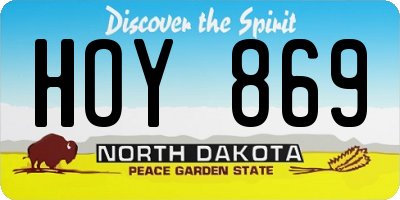 ND license plate HOY869